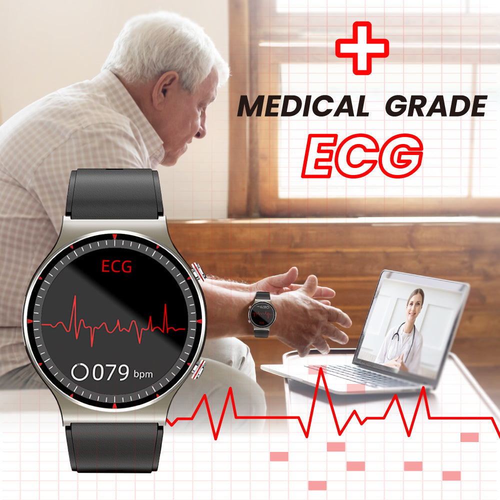 Medizinische EKG-Smartwatch | CFDA-zertifiziert | 512Hz High-Precision Biosensor | SpO2- & Herzfrequenz-Monitoring | KI-basierte Atemanalyse | IP67 Wasserdicht