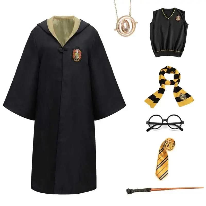 MAGICHOUSE – Hogwarts Zauberschüler-Kostüm mit Robe, Zauberstab & Zubehör für Kinder & Erwachsene