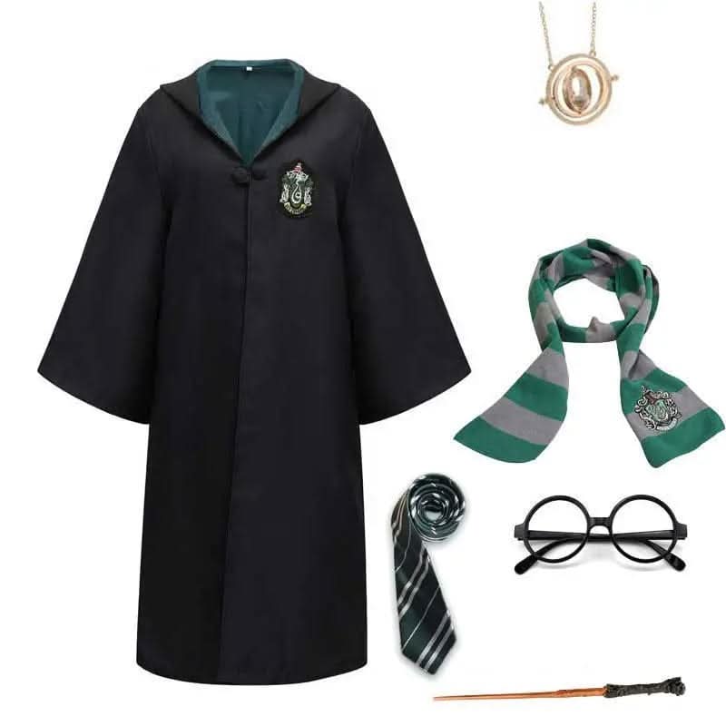 MAGICHOUSE – Hogwarts Zauberschüler-Kostüm mit Robe, Zauberstab & Zubehör für Kinder & Erwachsene