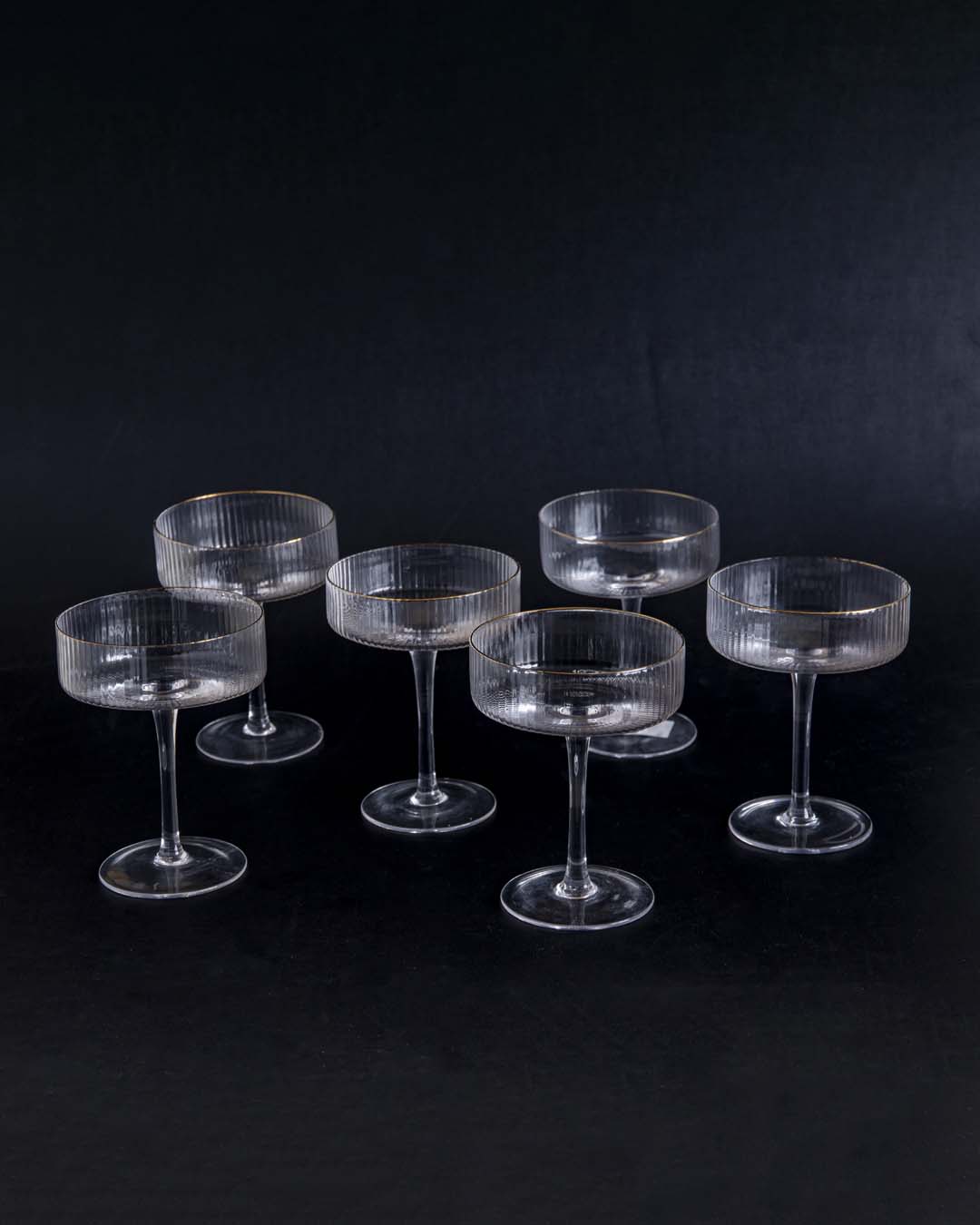 Rippierte Coupe Cocktailgläser - Set von 6