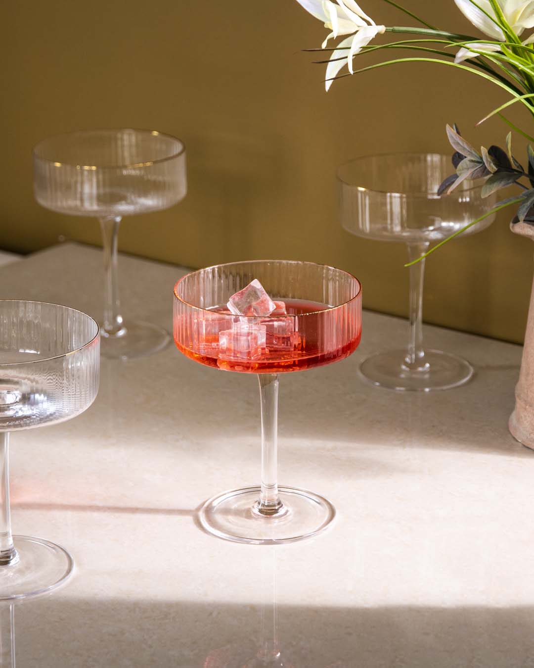 Rippierte Coupe Cocktailgläser - Set von 6