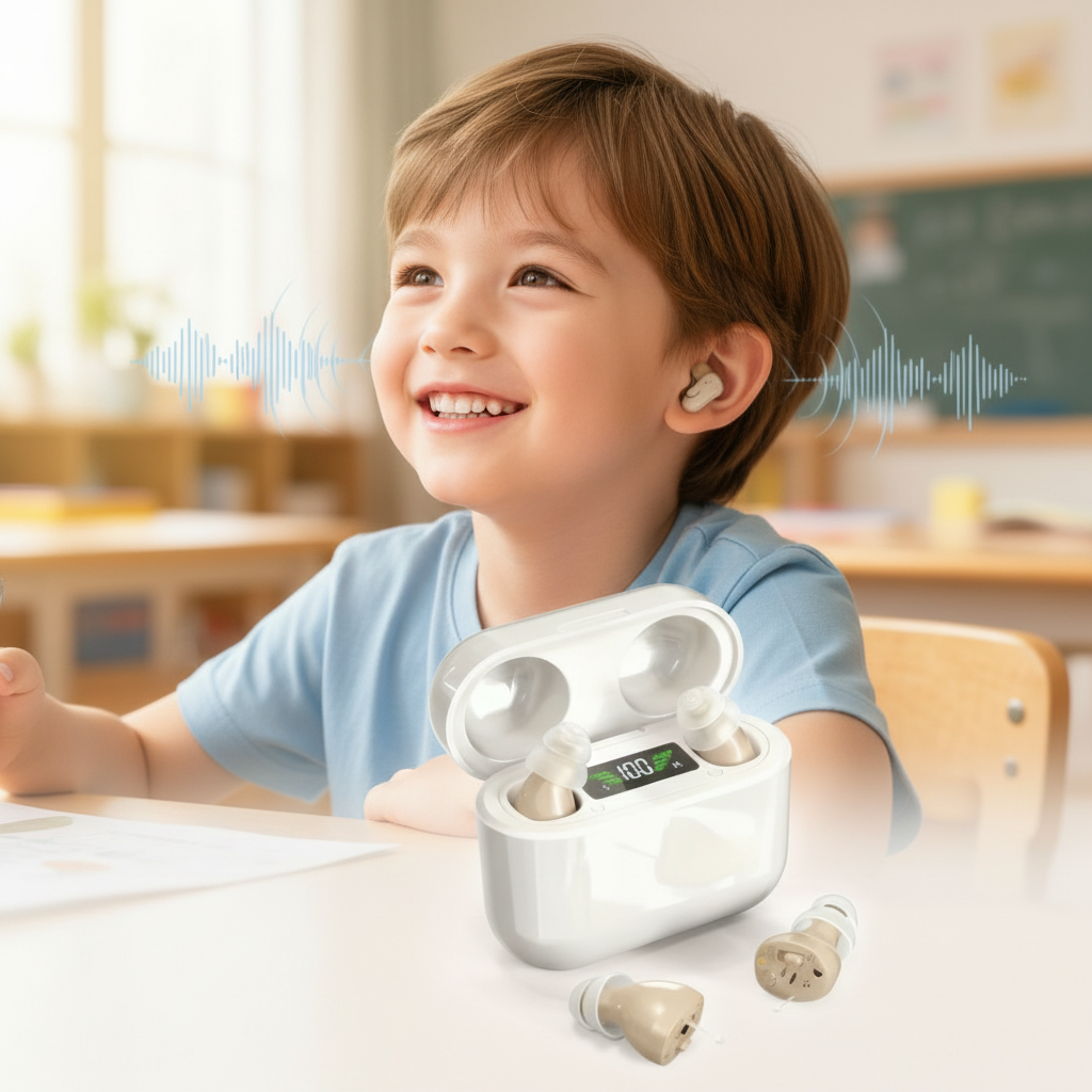 HearPro ITC-Hörverstärker-Set | Wiederaufladbar | Intelligente Rauschunterdrückung | In-Ear-Design (Diskret) | 20 Std. Laufzeit | Inkl. Mobile Ladebox