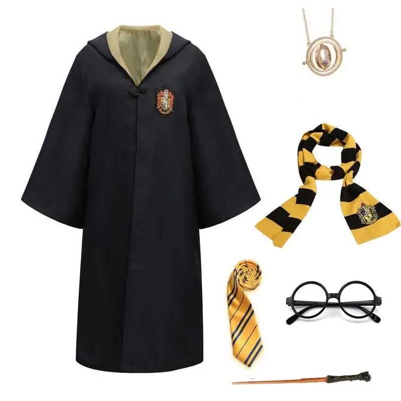 MAGICHOUSE – Hogwarts Zauberschüler-Kostüm mit Robe, Zauberstab & Zubehör für Kinder & Erwachsene