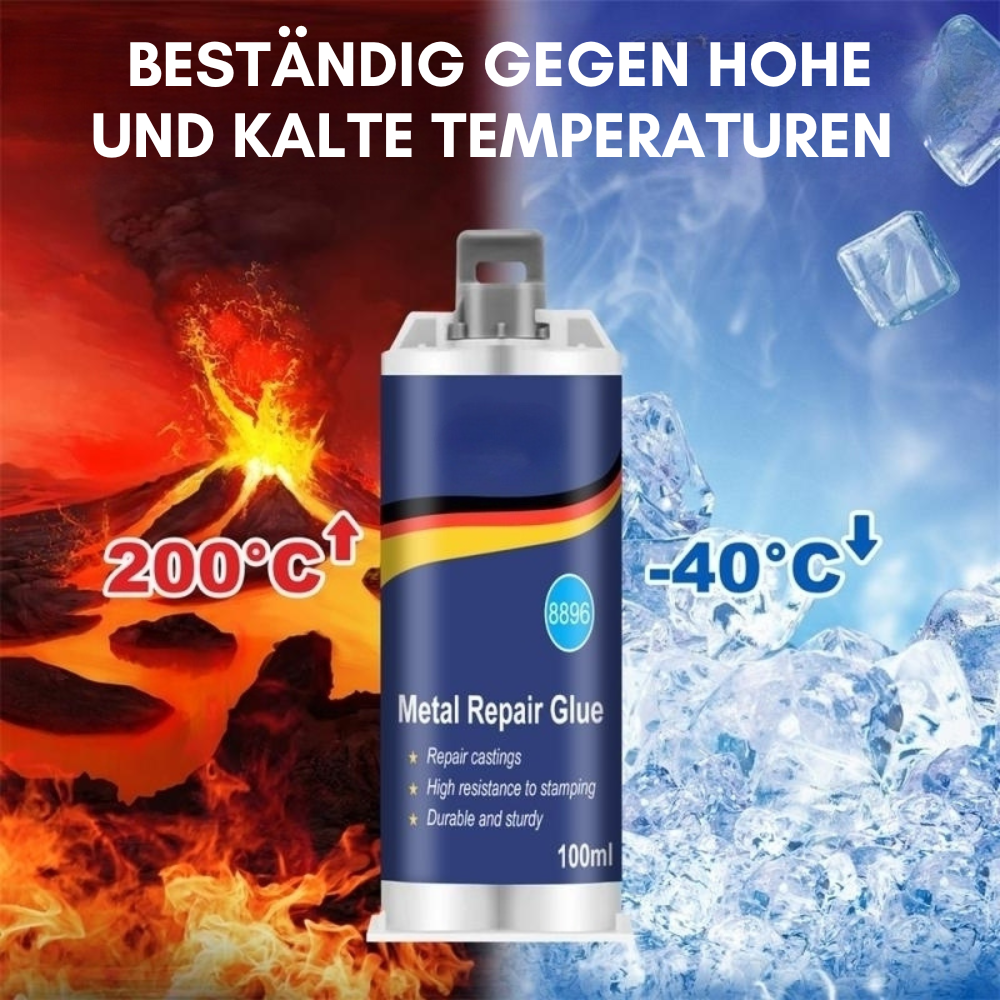 Hochleistungs-Metall-Reparaturkleber | Industriekleber für Gusseisen, Stahl & Aluminium | Hitzebeständig & Wasserfest | 100ml Flüssigmetall-Reparaturset | Silber